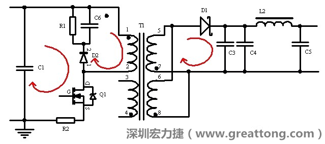 元件布局的時候，要優(yōu)先考慮高頻脈沖電流和大電流的環(huán)路面積，盡可能地減小,以抑制開關(guān)電源的輻射干擾