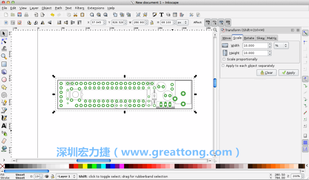 首先，你需要取得電路板設計圖的PNG圖檔，才能在上面進行繪制。這件事做起來比用說的難上許多，而其中一種方法如下所示（我們會先假設你正在使用Inkscape向量繪圖工具）。