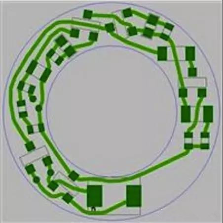 圖6：PCB布線例子：(a)拓?fù)涫阶詣?dòng)布線器(完成了100%導(dǎo)線的布線)；