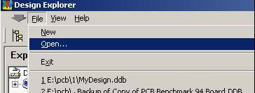 打開Protel 99 SE，點擊File菜單選擇“Open”打開需轉(zhuǎn)換的文件