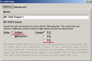 將格式改為“Inches 2：5”（ 以確保資料精度，反之孔與線路有偏移現(xiàn)象；）點OK完成鉆孔文件轉(zhuǎn)換