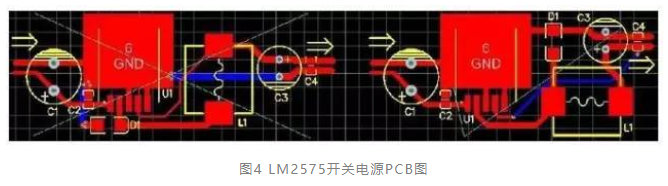 圖4 LM2575開關(guān)電源PCB圖