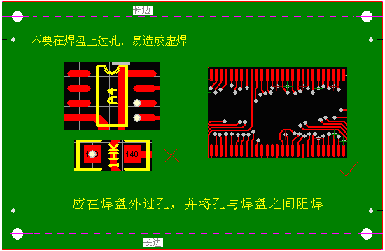 不要直接在焊盤(pán)上過(guò)孔